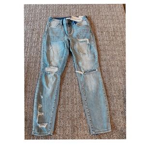 light denim distressed jeans